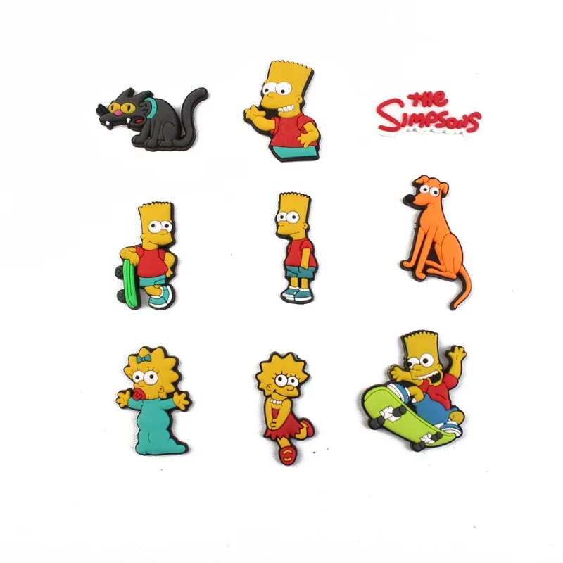 9Pcs/set The Simpsons Cartoon Shoe Charms Cute Animal Decoration Buckle Badges Shoe Accessories Stitch Slipper Decorations