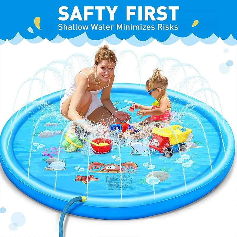 150/170 CM Kids Paddling Pad Inflatable Water Jet Swimming Pool Summer Beach Outdoor Games Toy Lawn Swimming Pool Mat Kids Toys