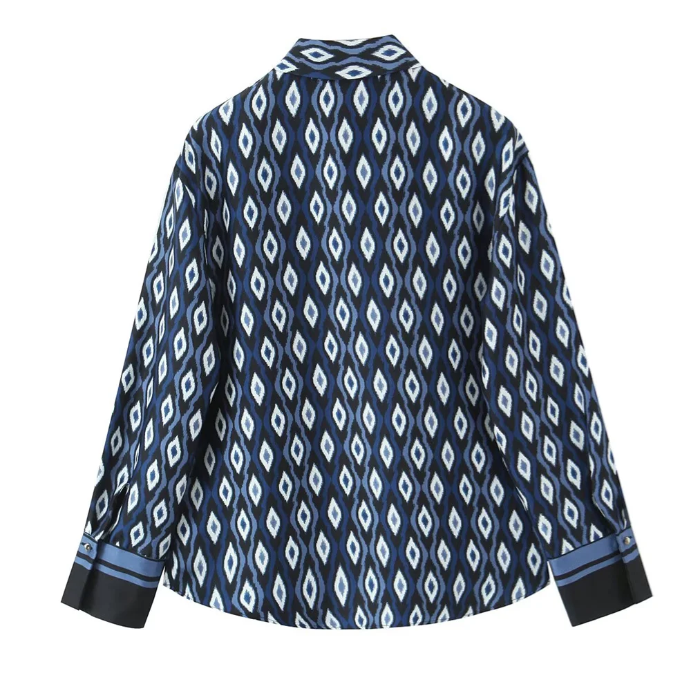Kemeja dan Celana Lengan Panjang Bermotif Pola Geometris Fashion Wanita Pakaian Wanita Baru Musim Semi/Musim Panas