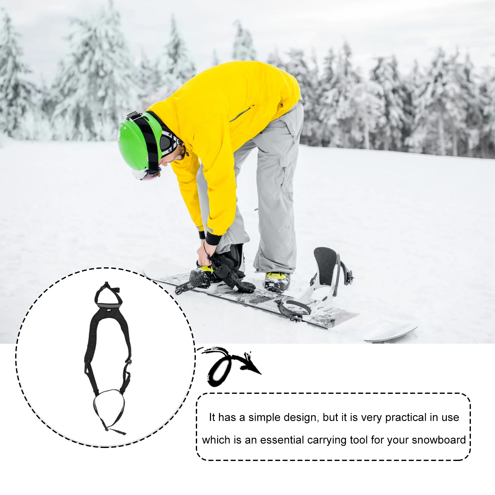 

Carrying Strap Black Adjustable Outdoor Ski Belt Lightweight Portable Snowboard Skateboard Accessory Snowboard Supply
