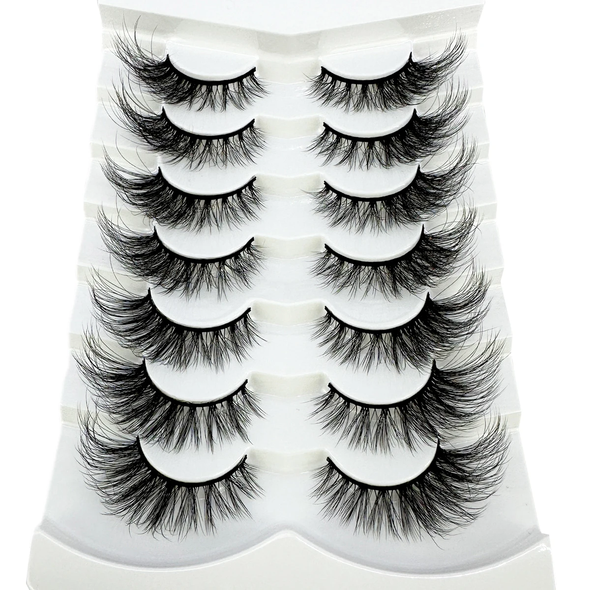 AMSDCN 7pairs Russian Strip Lashes Soft  Fluffy Mink Lashes 3D False Eyelashes Russian Volume Eyelashes Fake Eyelashes