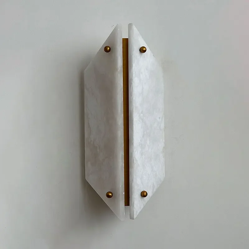 Spanish Natural Marble Rhombus Wall Lamps LED Light Modern Personality Restaurant Living Room Study Bedroom Restaurant Sconces