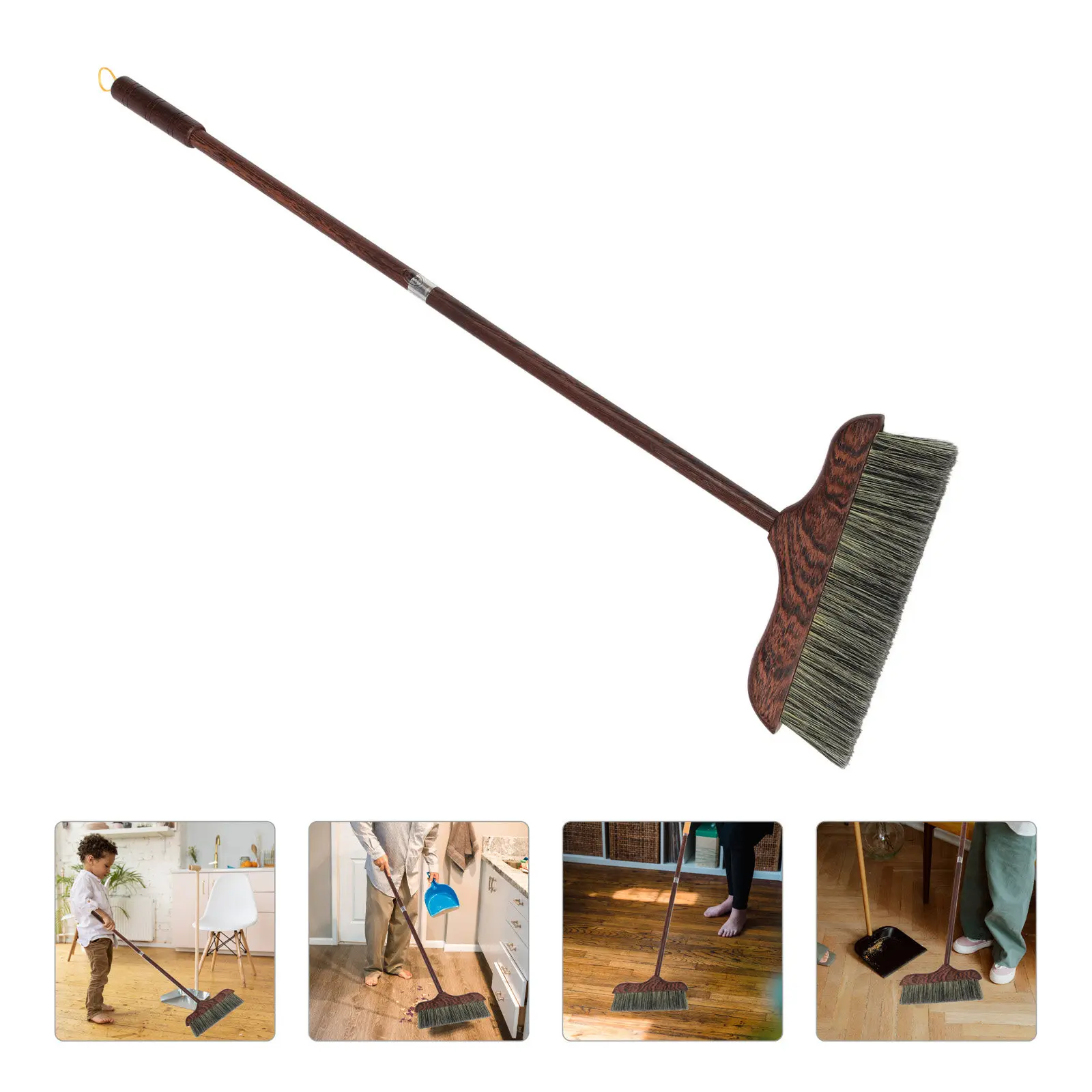 

Chicken Wing Wood Broom Wooden Broom with Beveled Bristles Long Handle for Home Floor Cleaning Room Office Household Supplies
