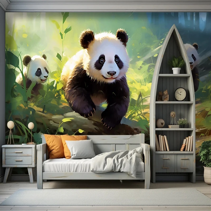 Kids Bedroom Wallpaper Custom Any Size Murals Cartoon Children's Room Kindergarten Cute Panda Photo Fresco Background Wall Decor