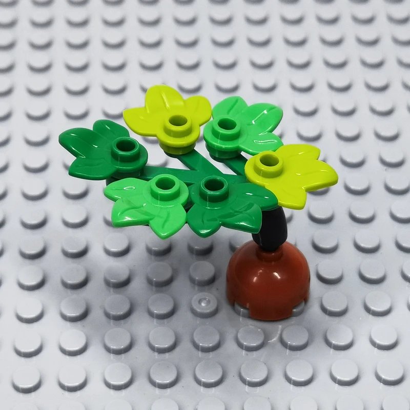 MOC – briques rondes pour plante, 1x1, avec 3 feuilles de citrouille, blocs d'éveil, compatibles avec toutes les marques, 32607