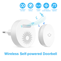 Wireless Self Powered Doorbell EU US UK Plug Optional No Battery Required Chord Sounds Ringtone 100M Remote Waterproof Button