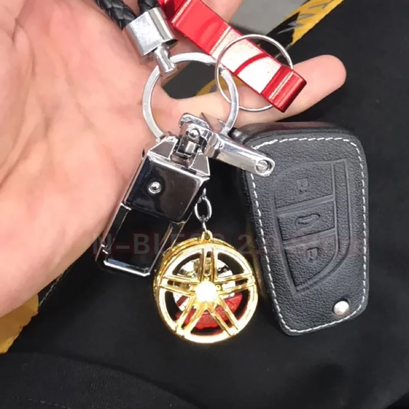 Car Key Chain High Quality Durable Personality Unique Creative Car Modified Calipers Brake Disc Wheel Tire Metal Tire Key Chain