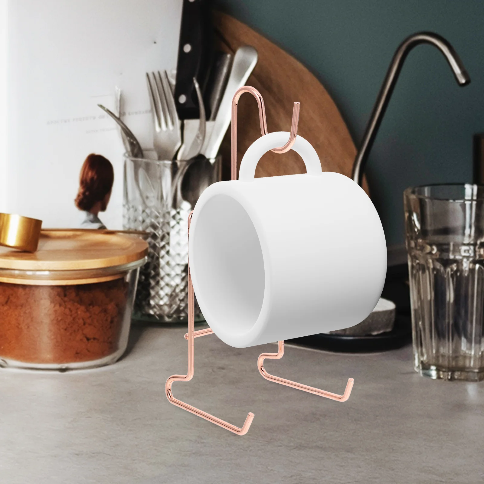 

Stackable Coffee Cup Holder Mug Rack Holders Bracket Organizer Station Rose Gold