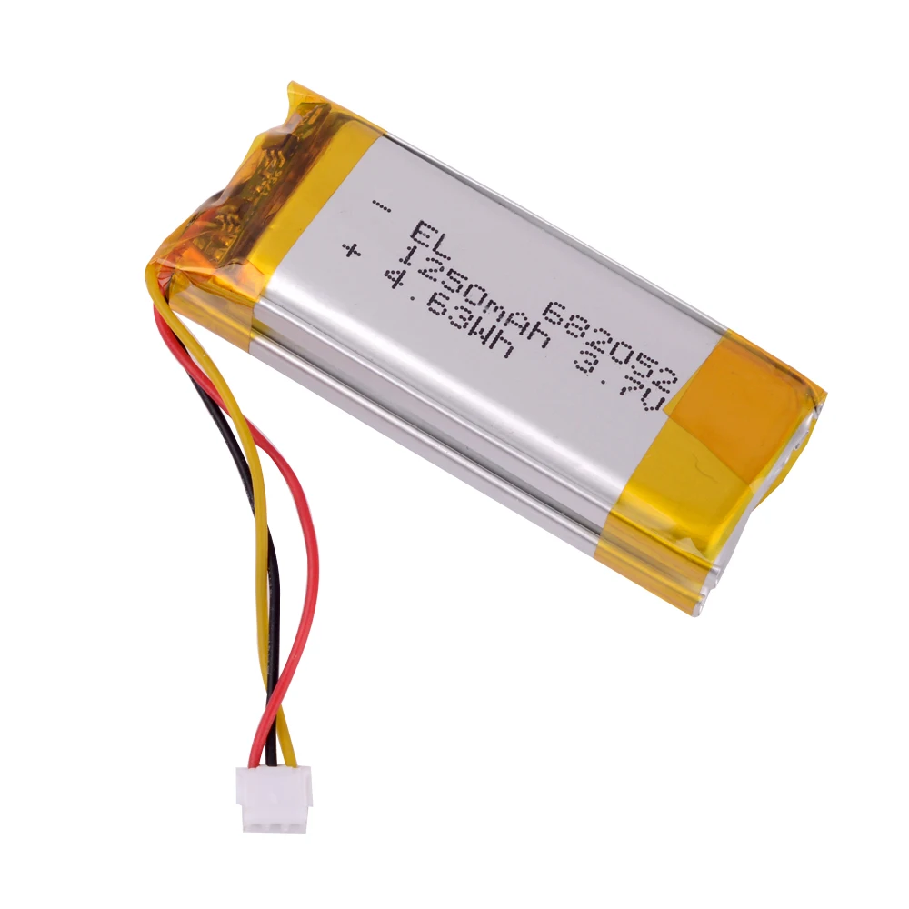 682052-1S-2P 3.7V 1250 mAh Rechargeable Lithium Li-ion Li Polymer Battery For Pet GPS Hunting dog GPS DVR MP3  682052