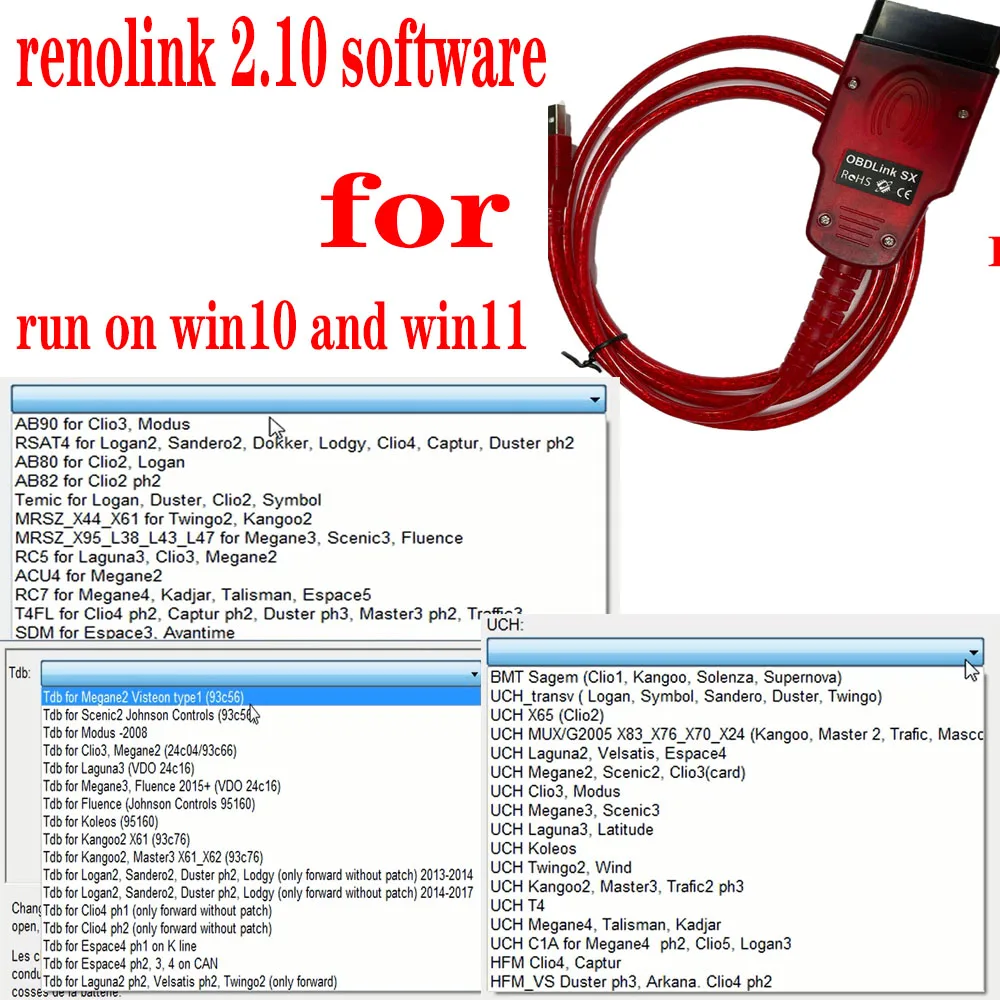 Renolink V2.10 V2.09 OBD2 Programmer USB Diagnostic Updated Software Activation for Renolink 2.10 1.99