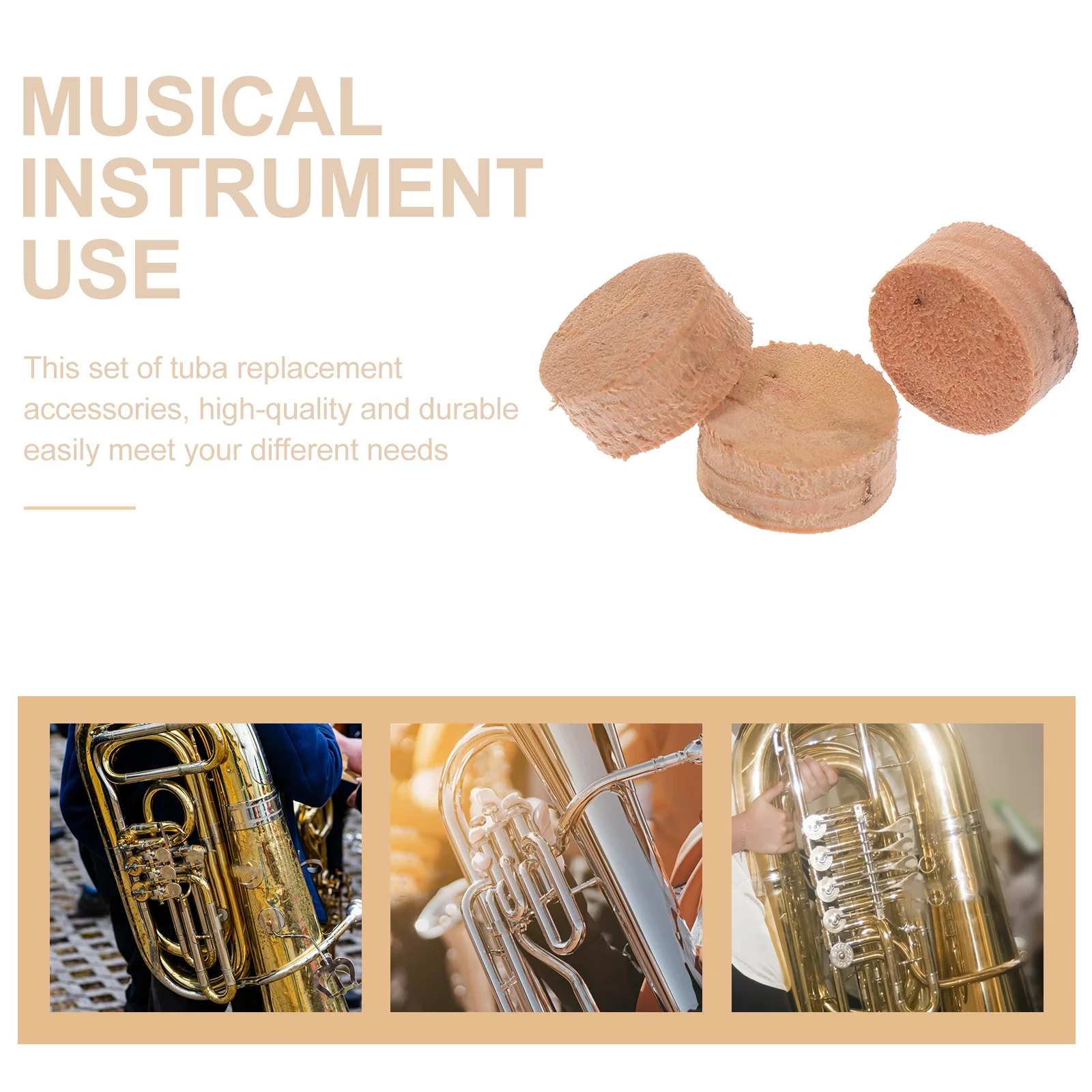 

3 Pcs Key Pad Wooden Tuba Cork Accessories Water Cushions Musical Instruments Mats Bass