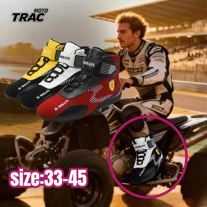 Hot Cowhide Kart Shoes Ankle Protection Off-road Racing Boots FIA Retardant Racing Shoes Wear-resistant Motorcycle Men's Shoes