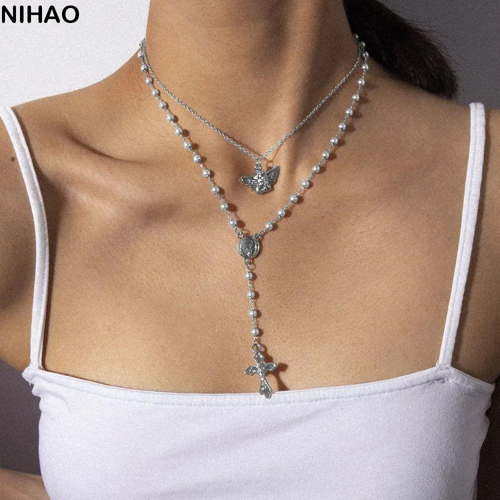 

Catholic Sparkly Chokers Pendant Collares Cross Fashion Accessories Necklaces Jewelry Clavicle Chain