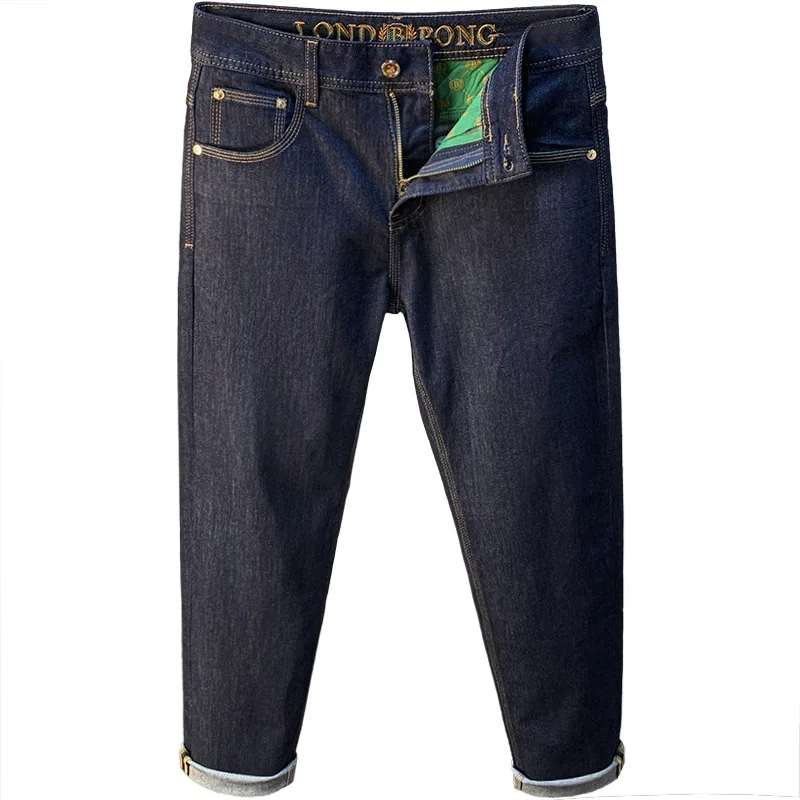 Original color washed denim jeans men's summer small straight leg casual high-end atmospheric simple slim fit men's pants