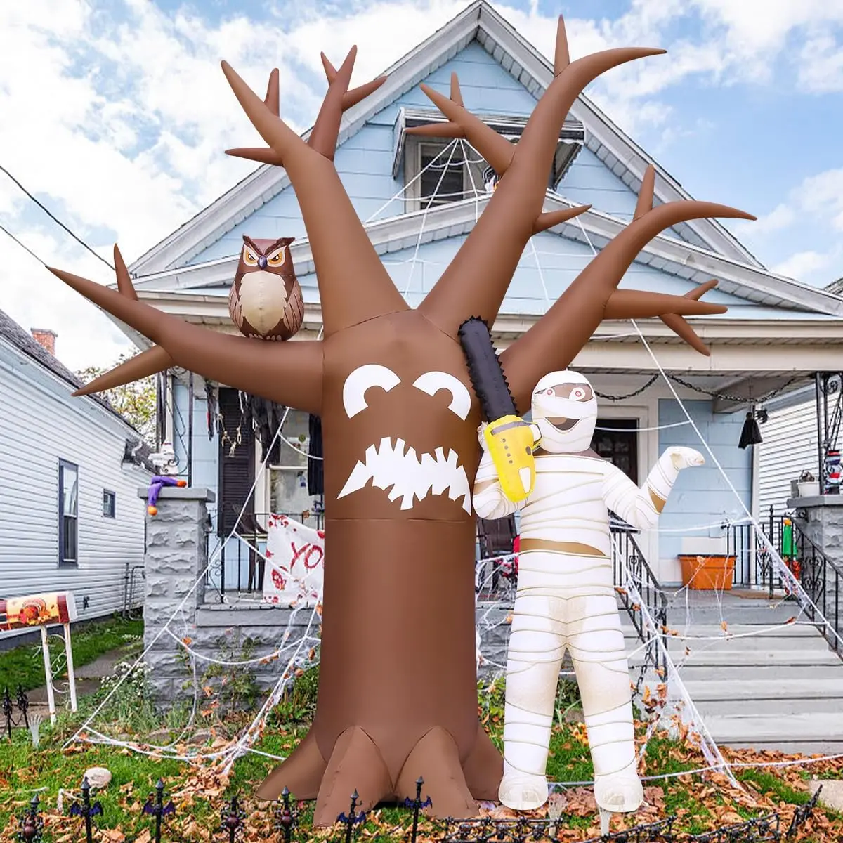 12 FT Halloween Outdoor Decorations Dead Tree Mummy Yard Blow Yard Inflatables Party Decorations
