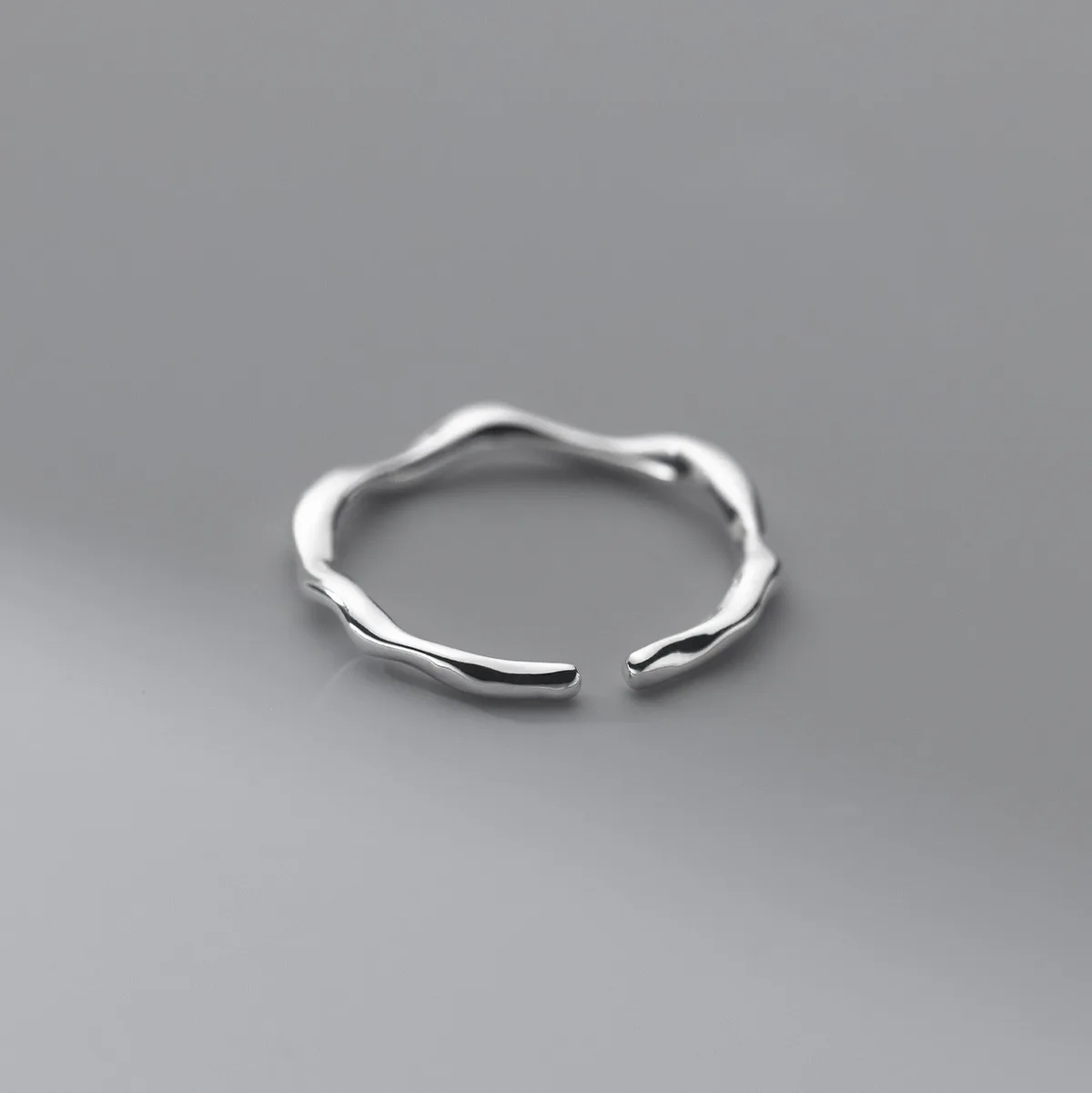 RYJU-anillos de plata de ley 925 con ondas irregulares para mujer, joyería Simple ajustable, joyería de compromiso, regalo de cumpleaños