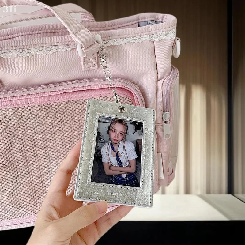 Fascinating PU Leather Star Design Card Holder; Idol Photo Display, Protective Cover, and Bag Charm Gift