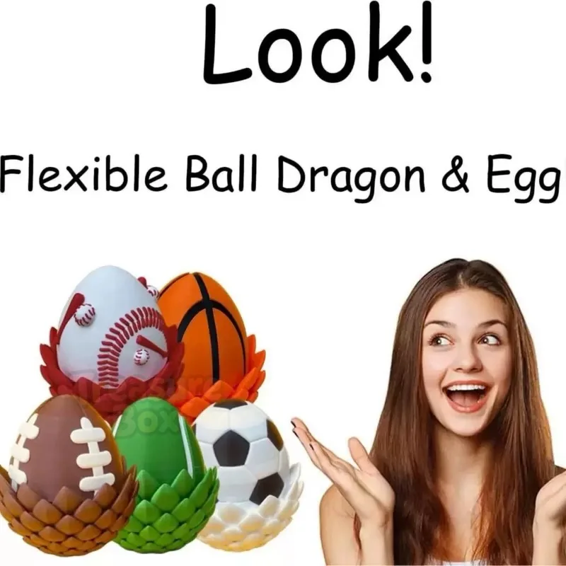 Complete Set Sports Popular Theme Football Dragon & Dragon Egg Adjustable Pose 3D Printed Ornament Multi Scene Decor Art Gift