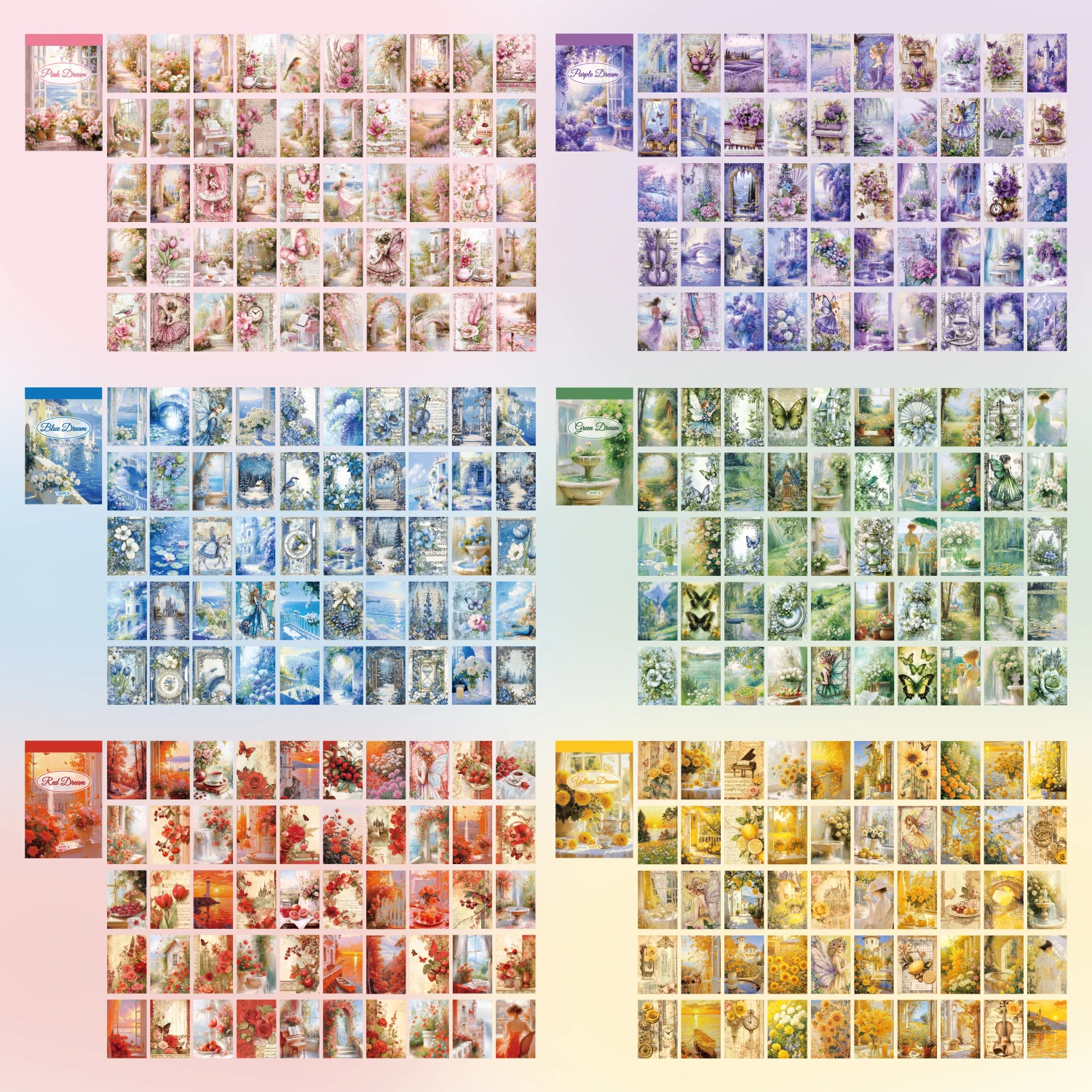 6 مجموعات 300 قطعة مجموعة ملصقات اشي الأحلام الملونة كتاب ملصقات للمجلات ، شارات لاصقة ورق زينة ذاتية الصنع