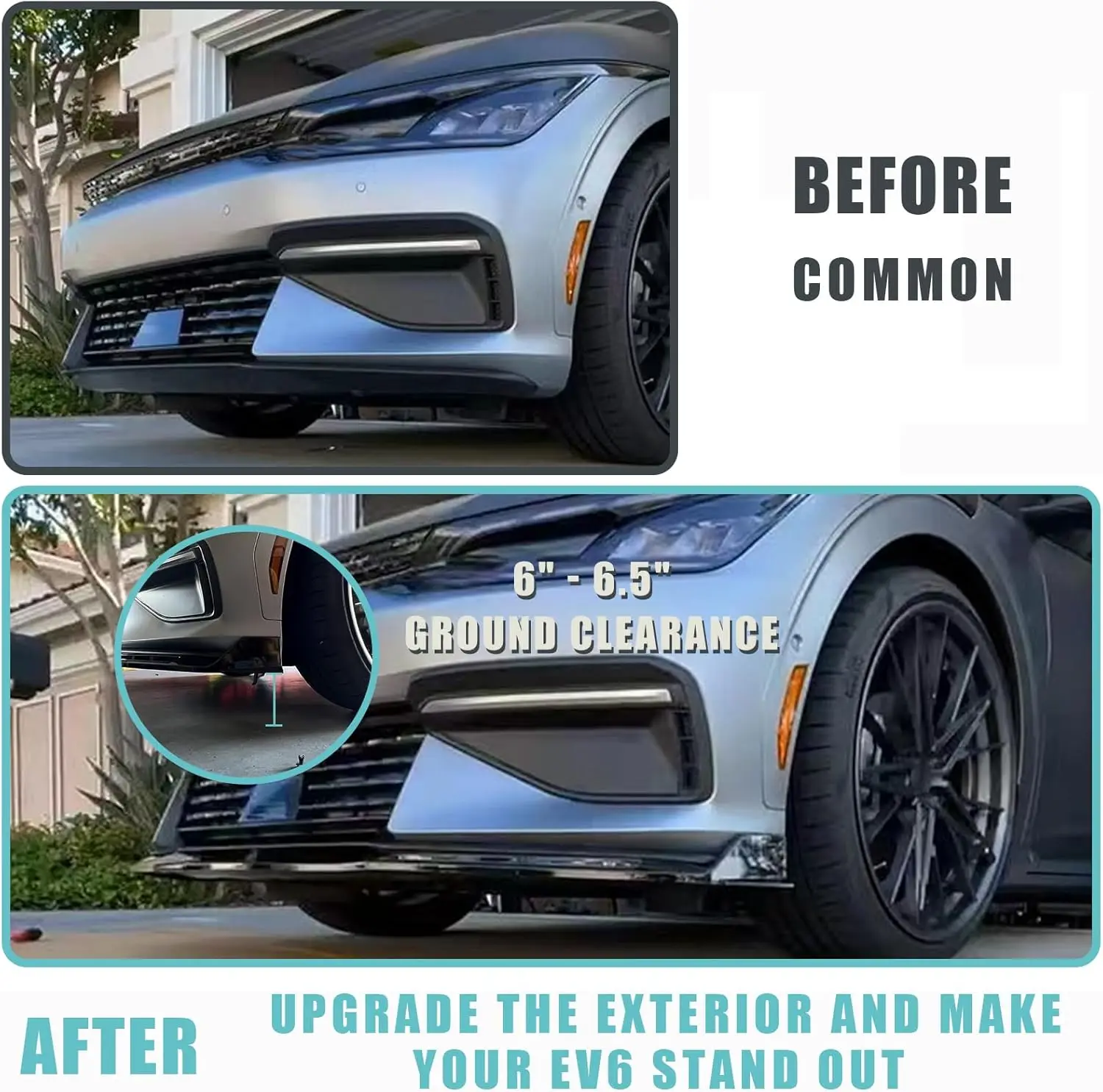 For Kia EV6 2022 2023 2024 EV6 GT GT-Line Front Lip Splitter ABS Front Bumper Lip Spoiler Air Dam Side Body Kit Accessories