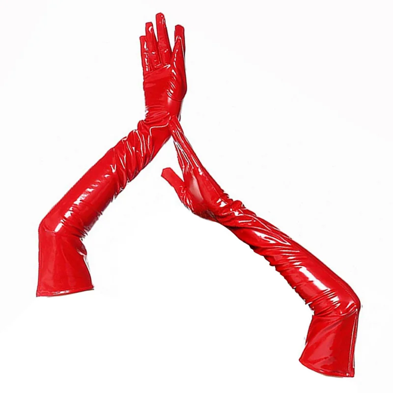 Sexy Women Patent Leather Long/Short Gloves PVC Wet Look Ladies Shiny Black Red Party Evening PU Gloves Cosplay Gothic Clubwear