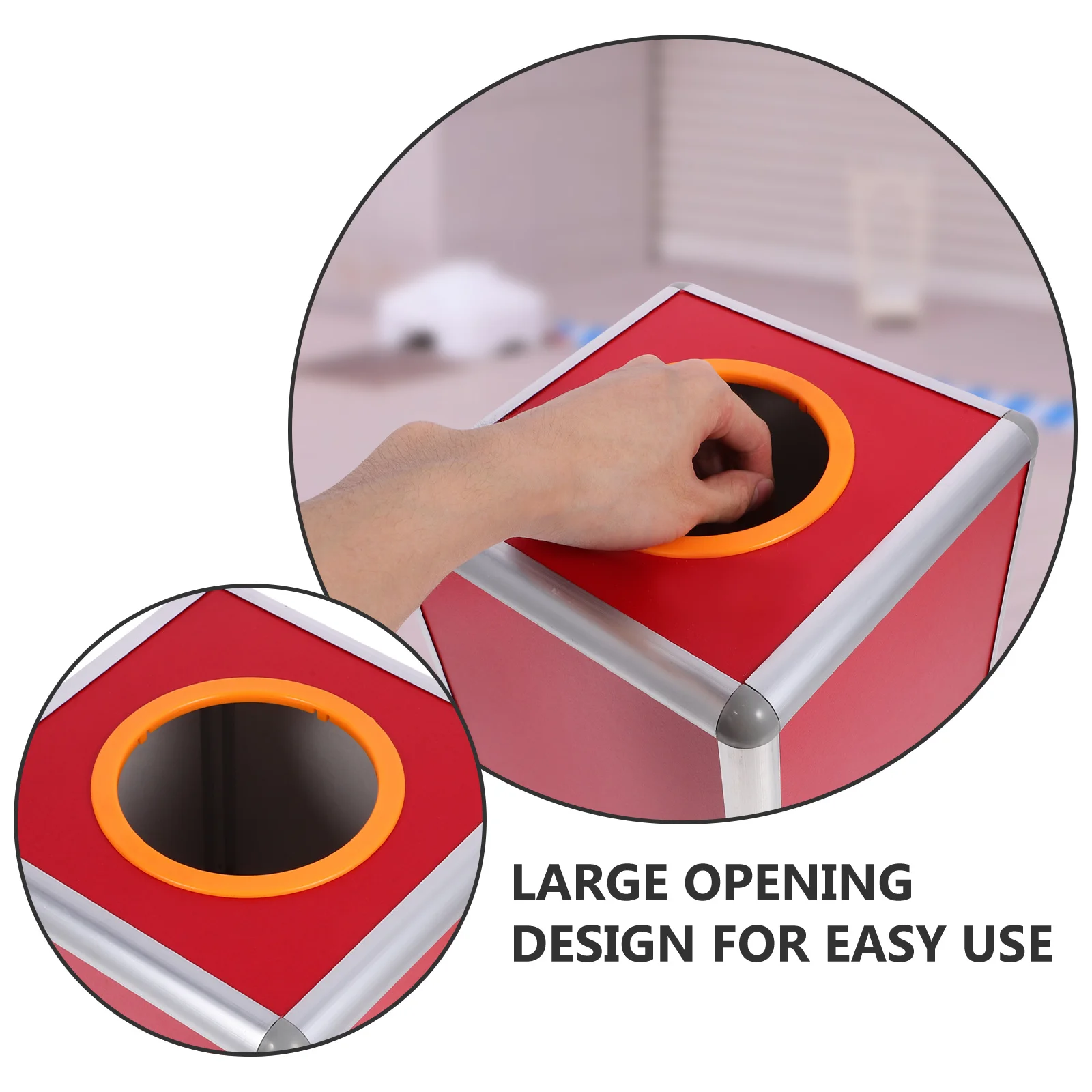 

20Cm Aluminum Alloy Raffle Box Clear Ticket Holder With Slot For Lottery Game Party Event Acrylic Donation Container Ball Draw