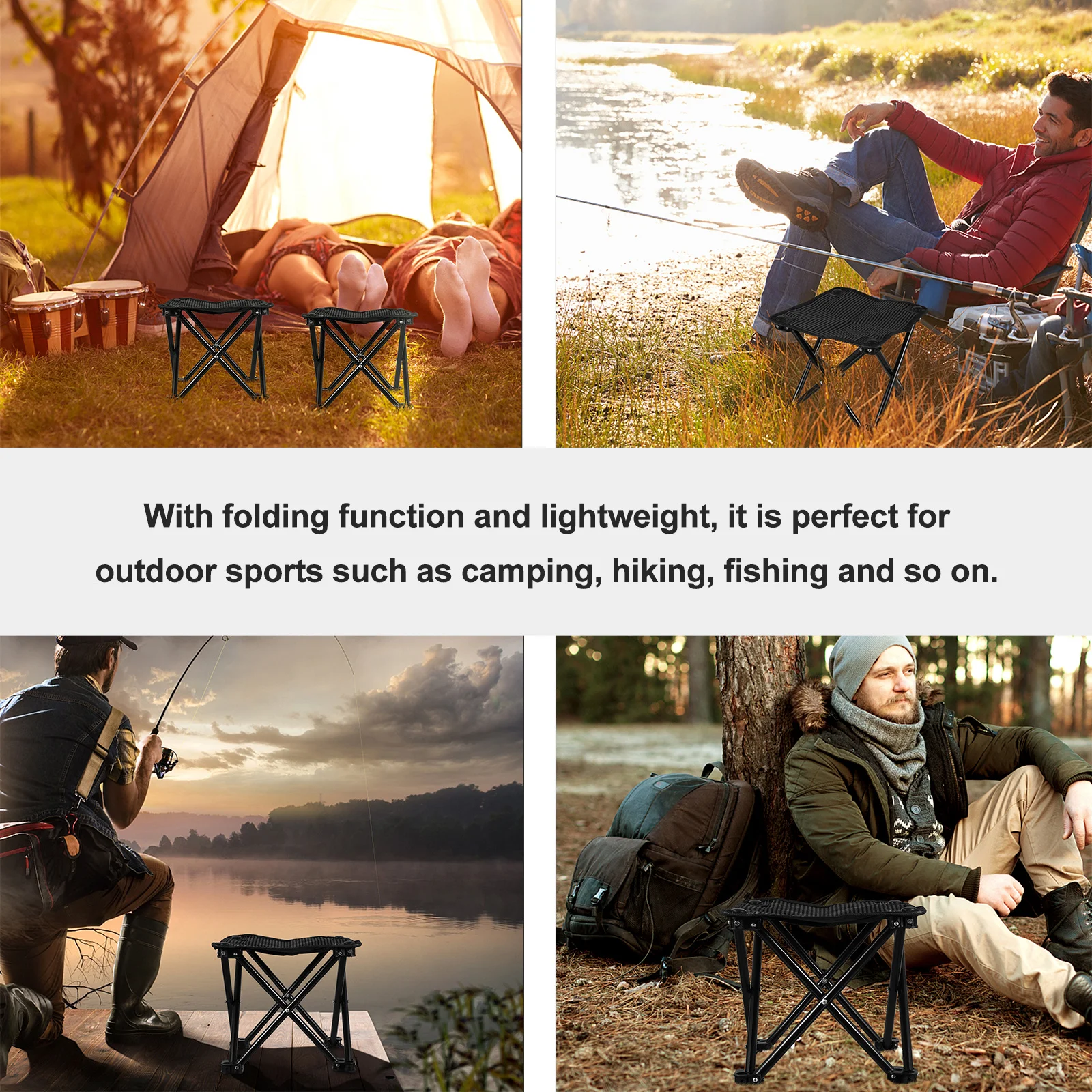 

Outdoor Folding Fishing Chair Oxford Cloth Lightweight Stainless Steel Foldable Chair Portable for Beach Camping Barbecue