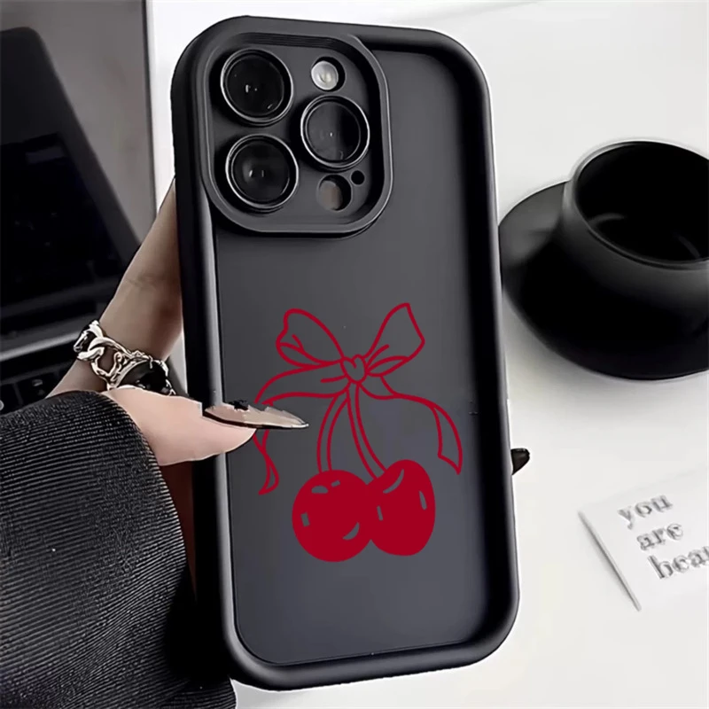 Cute Red Cherry Phone Case For Xiaomi Poco X6 X5 X3 F5 F6 M6 X7 Pro Mi 14T 14 13T 13 12T 12 11 Lite 5G Silicone Soft Cover