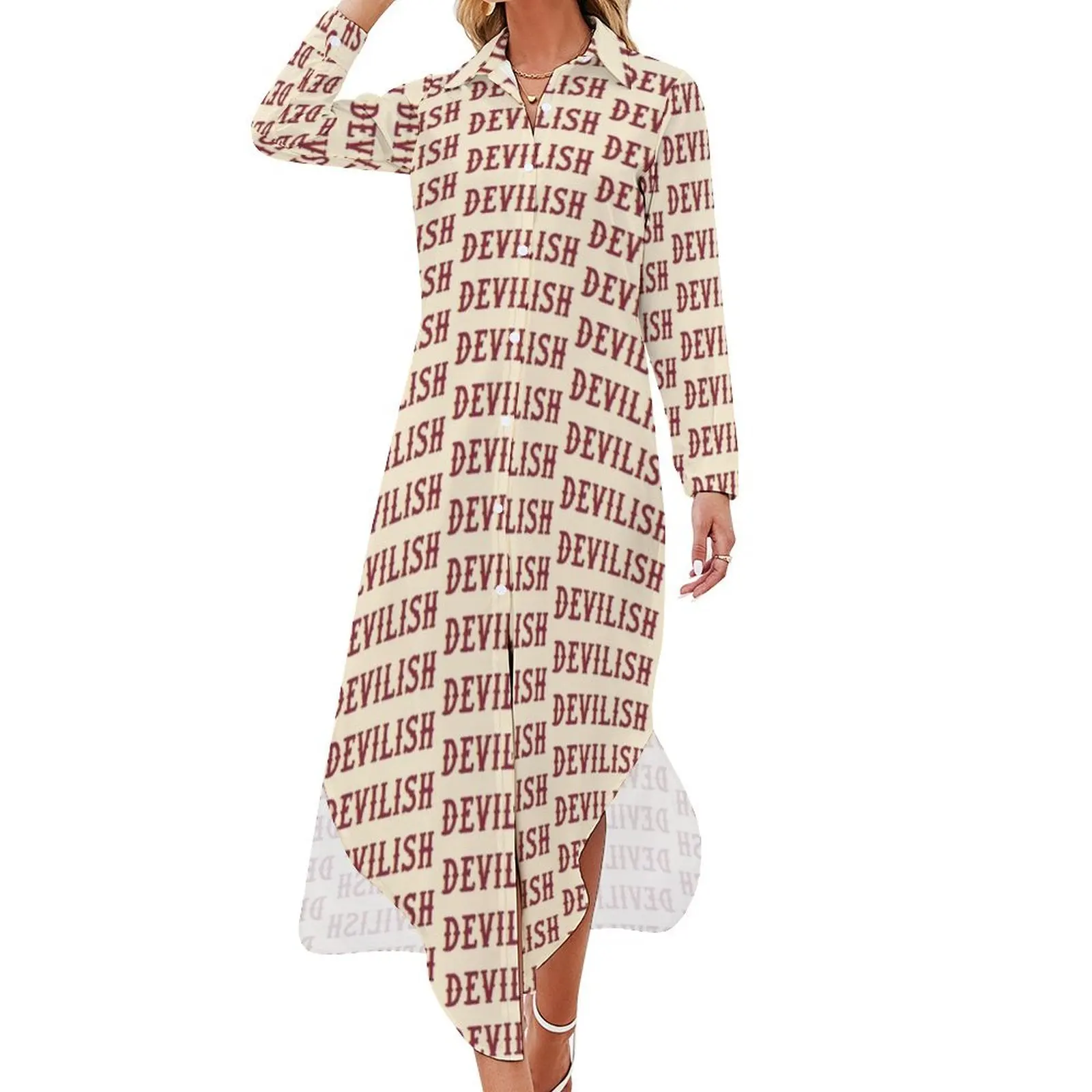 

western devilish Long Sleeved Shirt Dress bandage dress summer dresses womens 2024