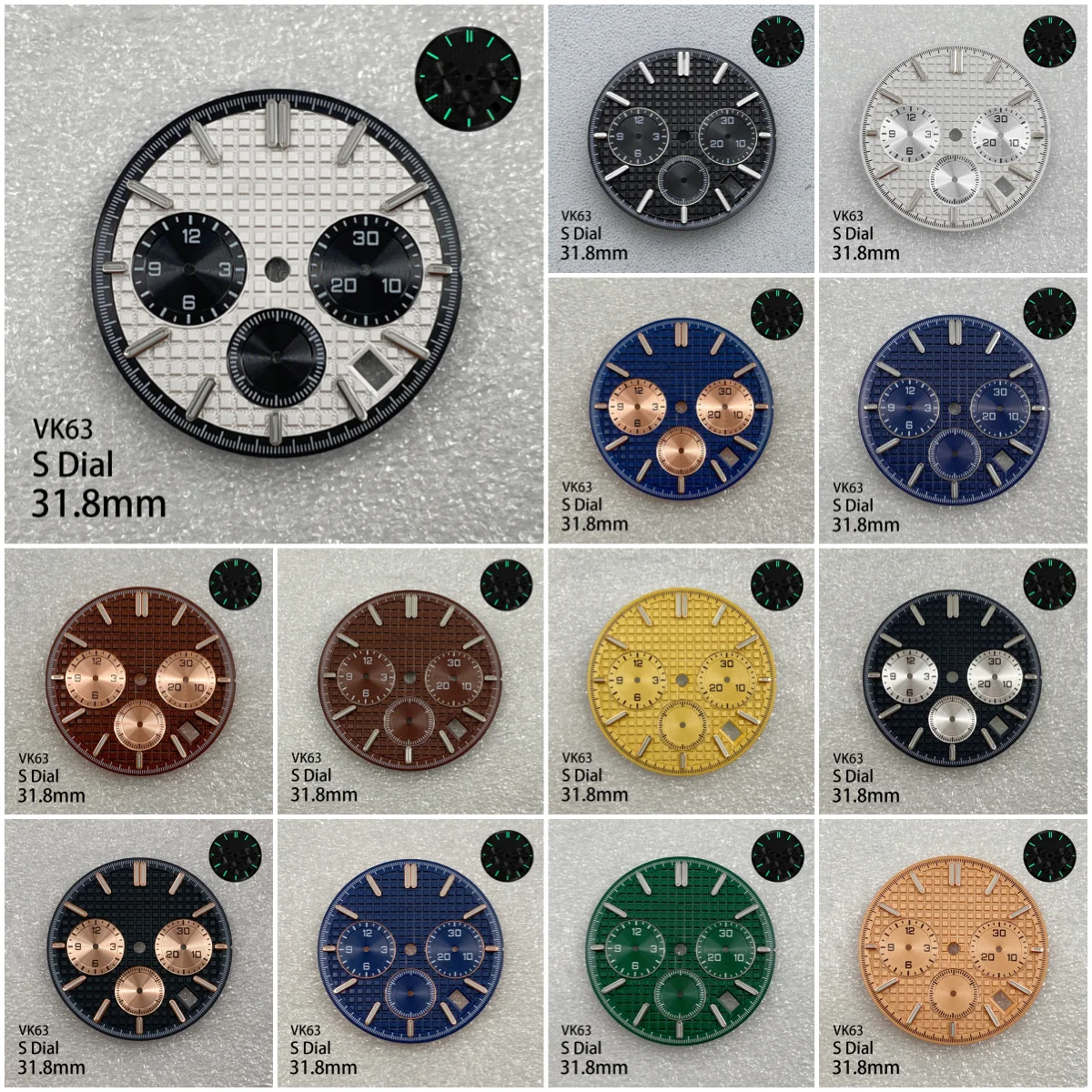 28.5/29/31.8 مللي متر S شعار GMT/كوكتيل/بلوط الهاتفي صالح NH35/NH34/VK63 حركة الأخضر مضيئة/لا أشعة الشمس ساعة تعديل الملحقات
