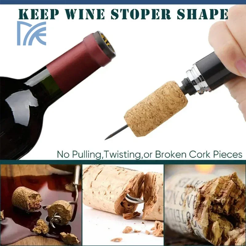 Portable Handheld 2 in1 Air Pressure Corkscrew Easy-Open Air Pump Wine Opener Cork Remover  Cutter
