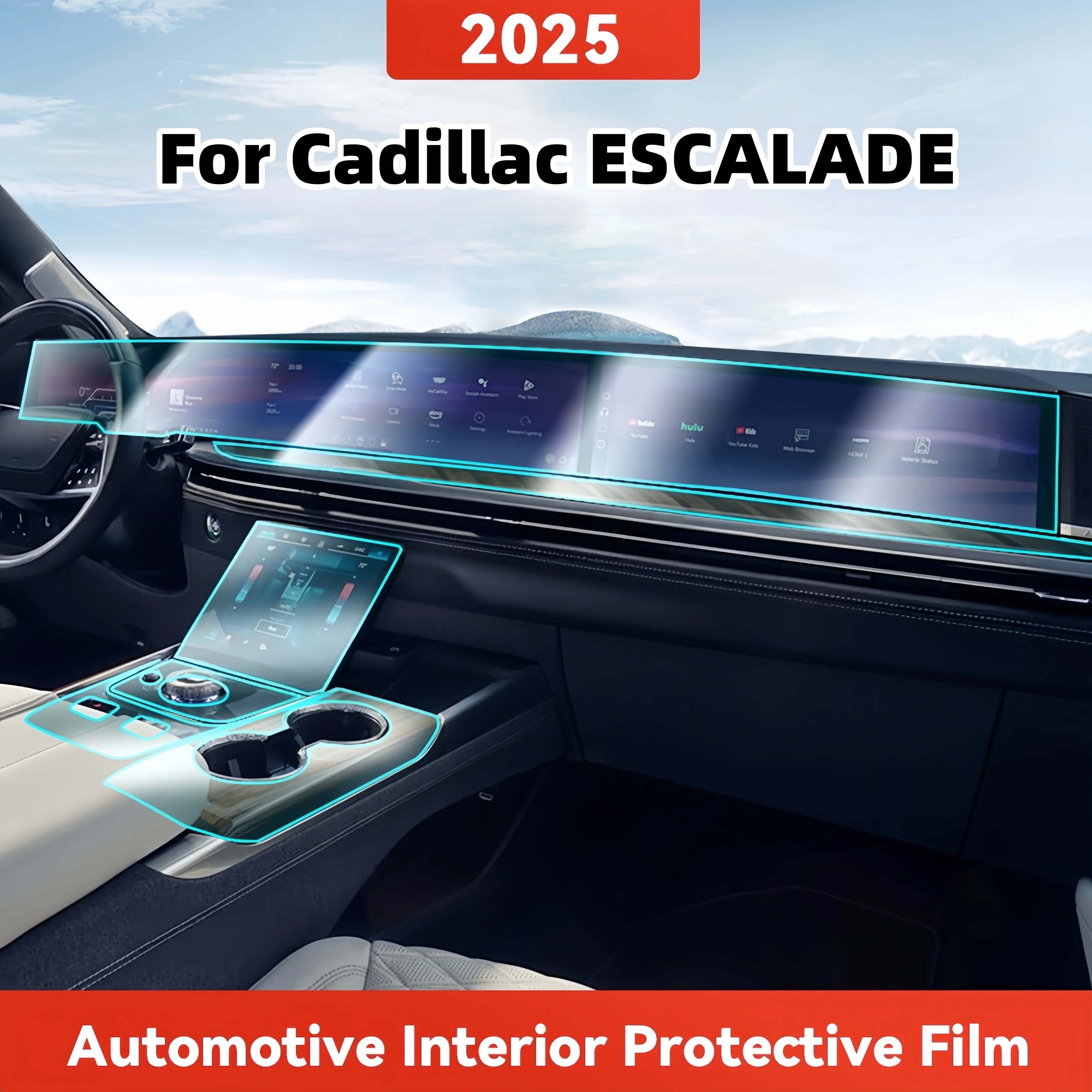 TPU For Cadillac ESCALADE 2025 Transparent Protective Film Car Interior Central Control Navigation Panel Cover Accessories