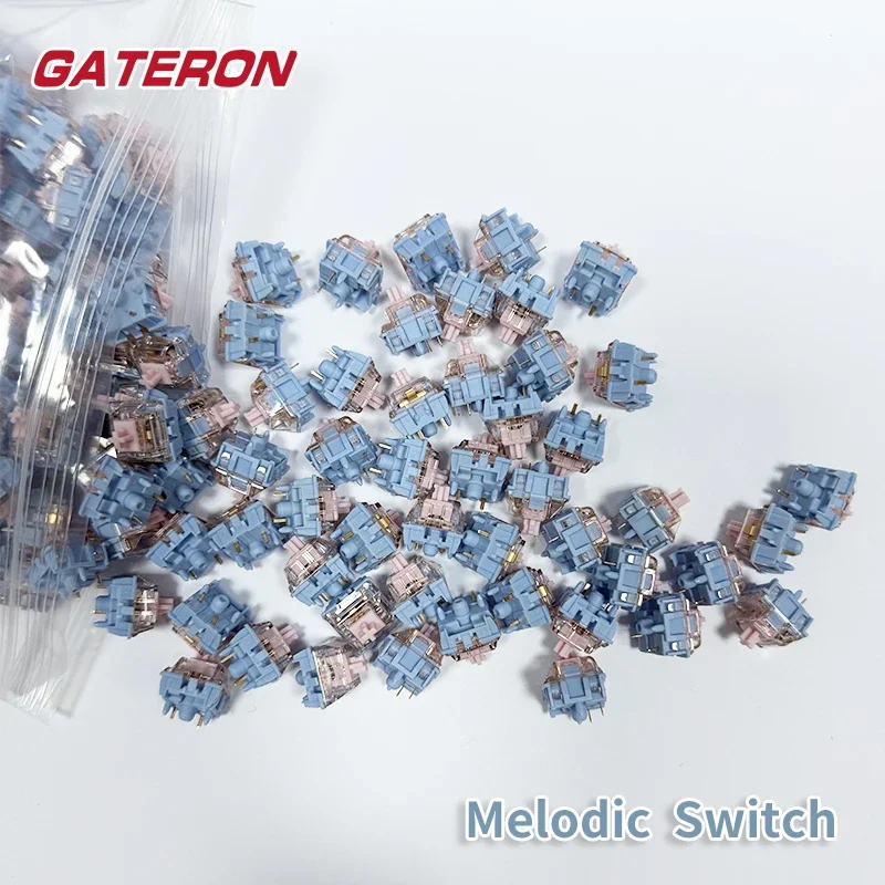 Gateron Melodic Switch 60g Clicky 5-Pin MX Switch for Mechanical Keyboard Pre-lubed Nylon SMD Long Spring Dual Rail Click DIY