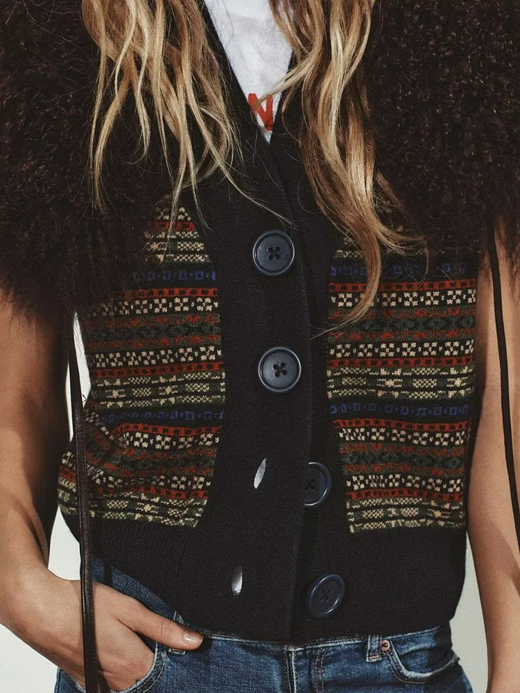 Faionable Sweet Versatile V-Ne Gilet lavorato a maglia 2025 Inverno Nuovo arrivo Abbigliamento donna Casual Sle ort Lunghezza Bottone Clo...