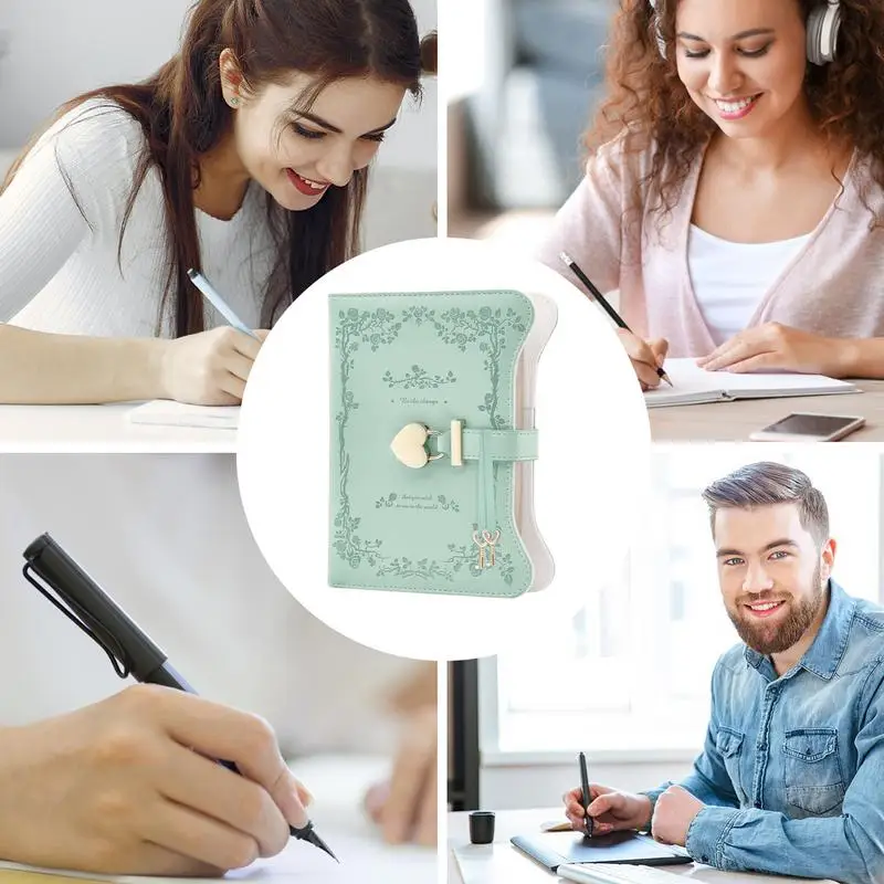 Notebook con serratura B6 Diario in pelle PU con serratura e chiave Diario segreto ricaricabile a 360 pagine per donne Ragazze personali