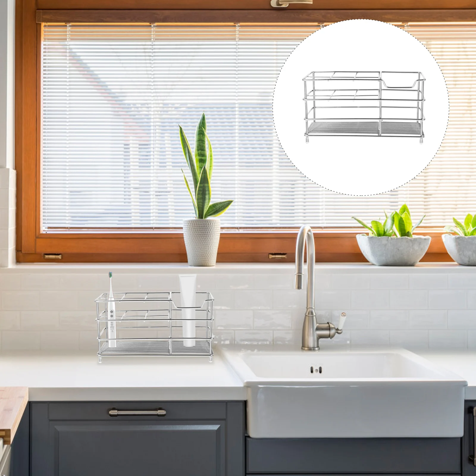 

Stainless Steel Toothbrush Holder Bathroom Storage Shelf Hollow Drip Proof Toothpaste Organizer Rack Toothbrush Toothpaste Shelf