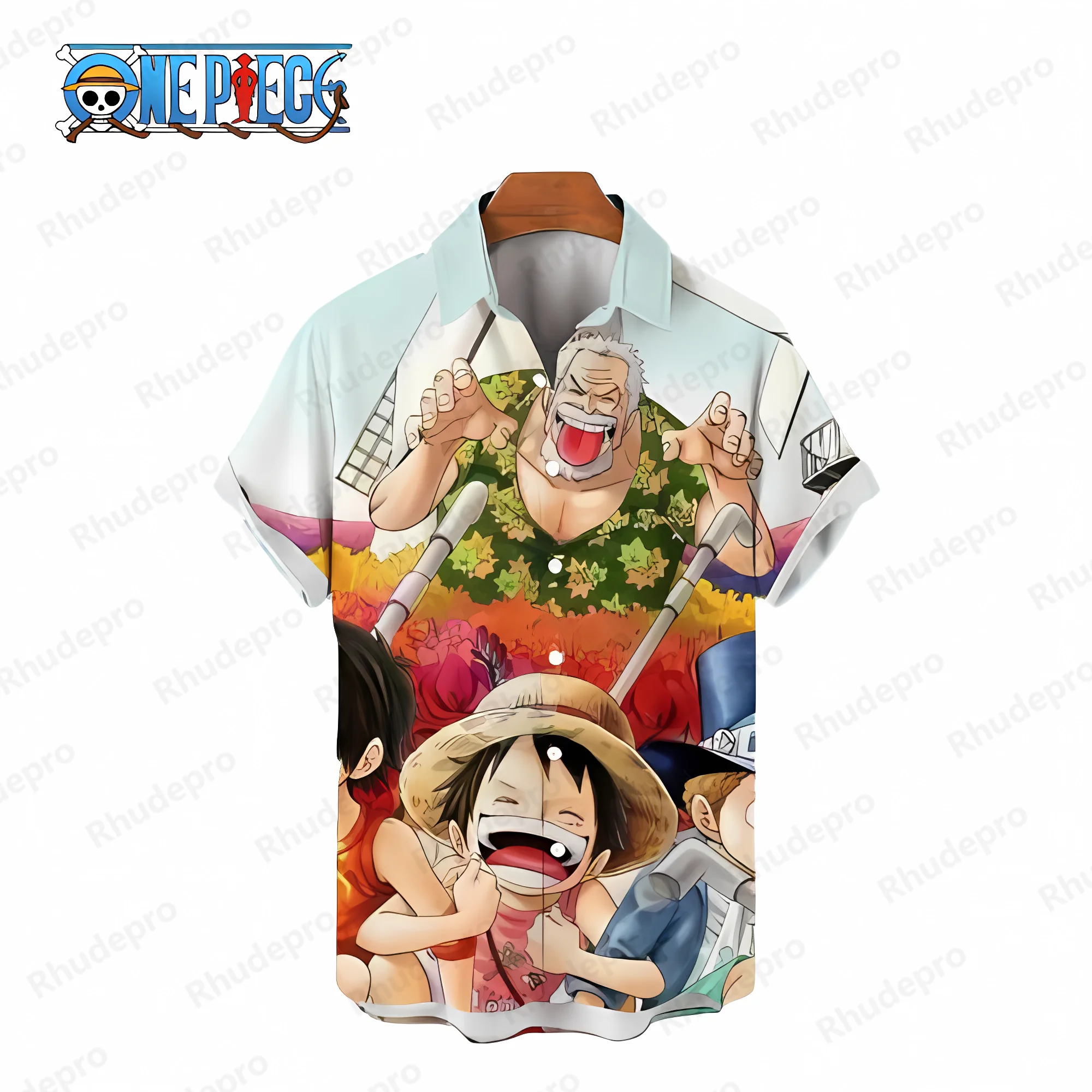 One Piece Men Clothes Shirts Y2k Blouses Monkey D Luffy Anime Elegant Shirt Man Beach Blouse Streetwear Tops Social Oversized