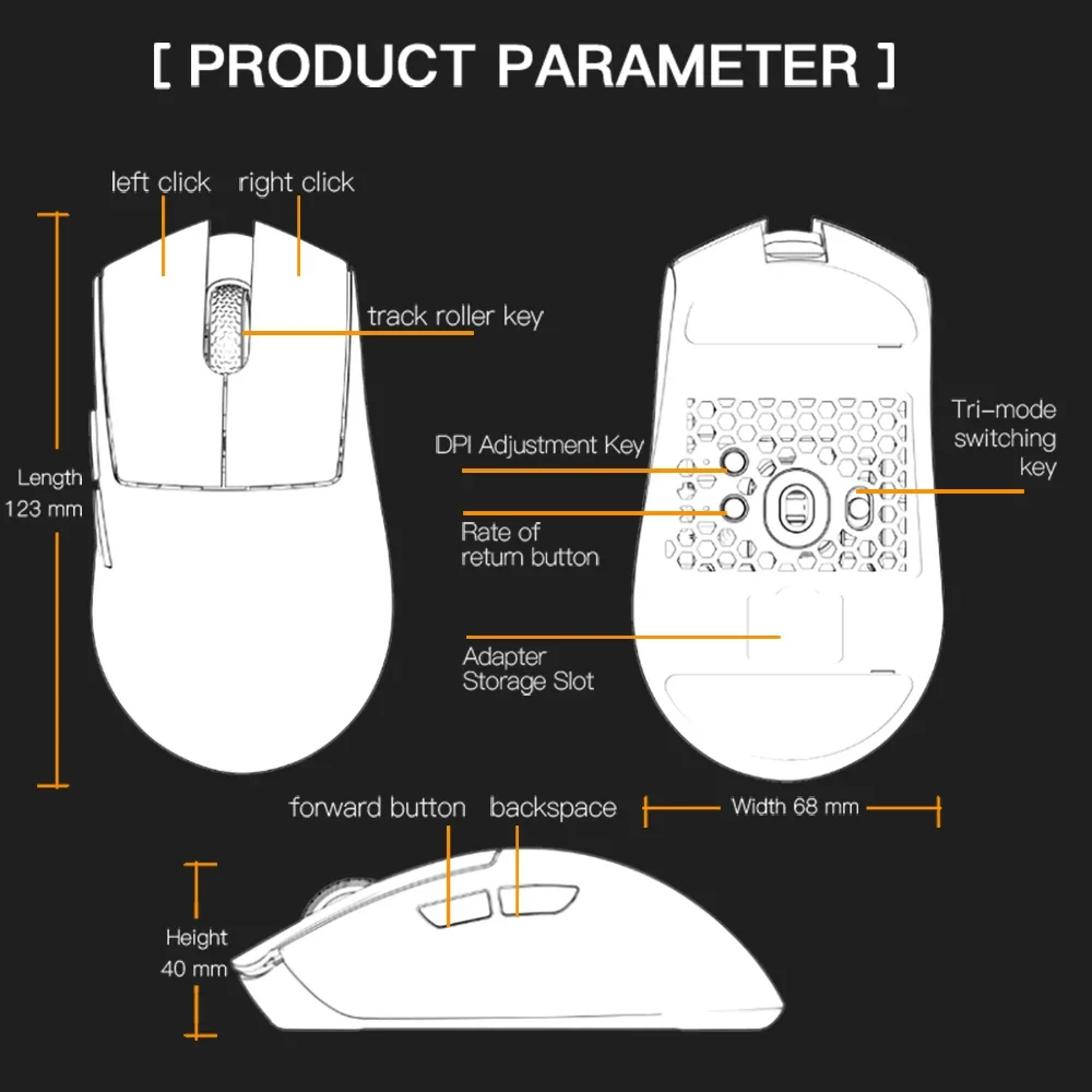 Darmoshark N5 4K 8K Gaming Mouse Bluetooth Wireless Game Mice 26000DPI PAM3395 TTC Nordic N52840 For Desktop Notebook Computer