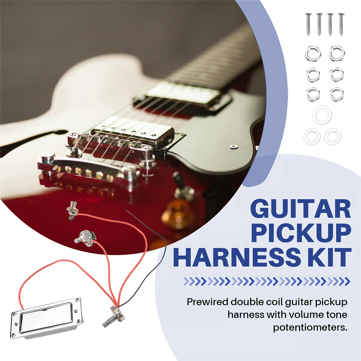 Elektrische Gitaar Voorbedrade Dubbele Spoel Humbucker Gitaar Pickup Harnas Kit met 500K Potentiometer Volume Tone Potten