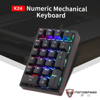 MOTOSPEED K24 Mechanical Numeric Keypad 21 Keys USB Wired Mini Numpad RGB Backlight Keyboard Accounting Laptop Notebook Tablets