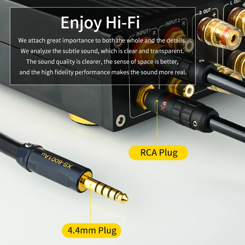 Imagem -04 - Xangsane 99.99 Prata Esterlina 4.4 mm Equilibrado para 2rca Cabo de Áudio 4.4 Jack para Rca Divisor Amplificador Dvd Computador Adaptador Cabo