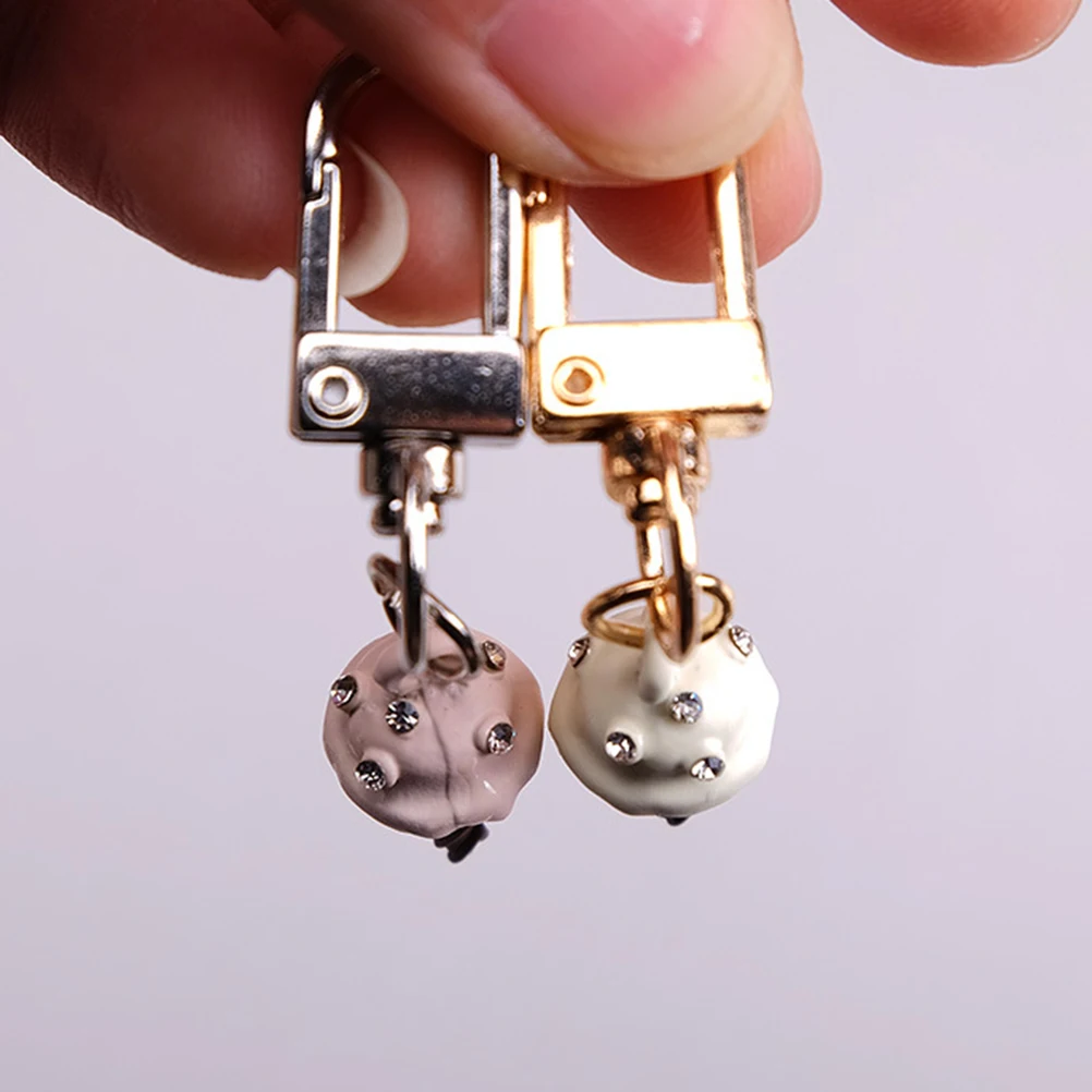 4pcs Ice Cream Keychain Colorful Rhinestone Studded Holder Charm Metal Creative Key Perfect Gift Birthday