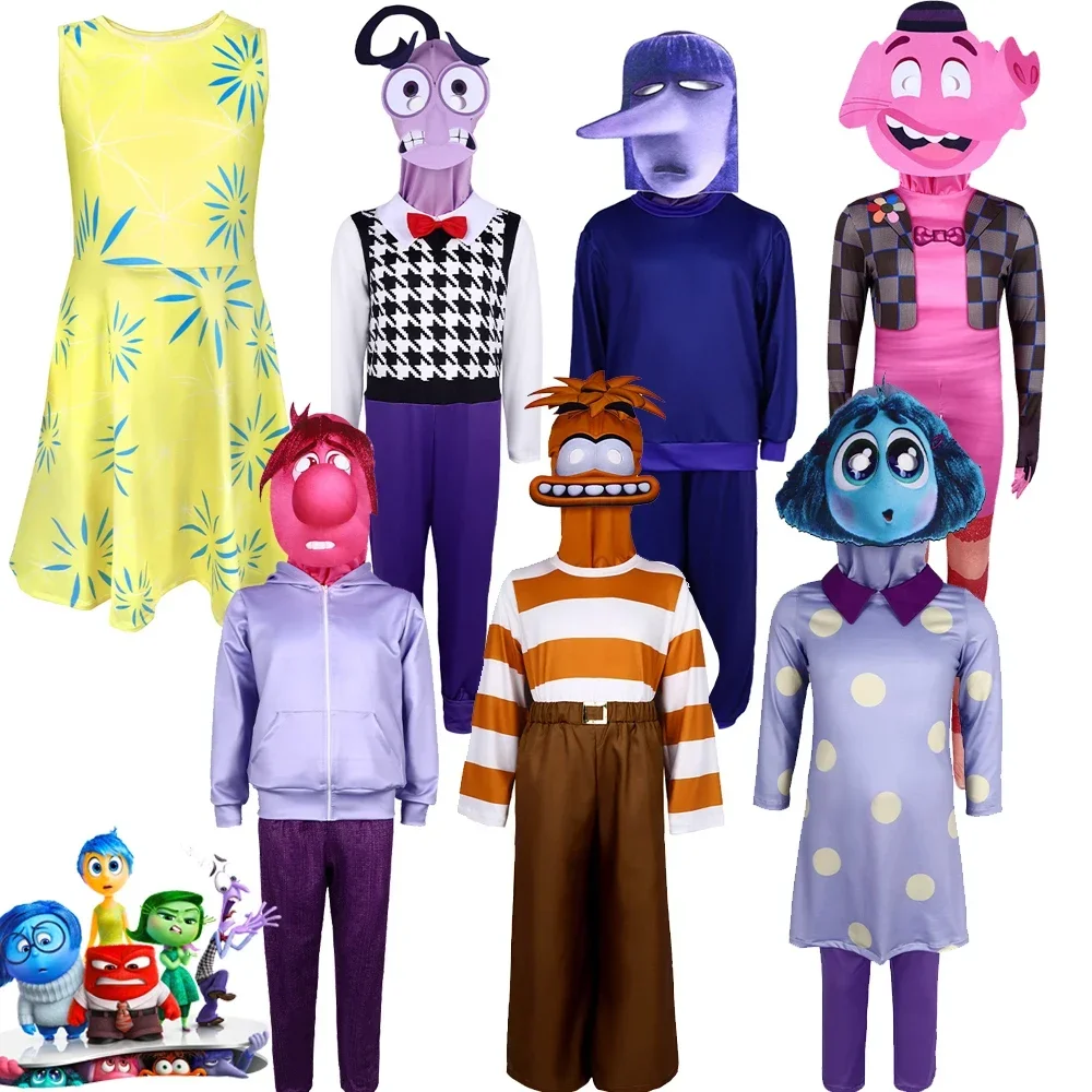 Disfraz de Cosplay de películas de Anime para niños y adultos, mono con cabeza, disfraz de Halloween, Inside Out, Joy, disgusto, Anger, triste, ansiedad