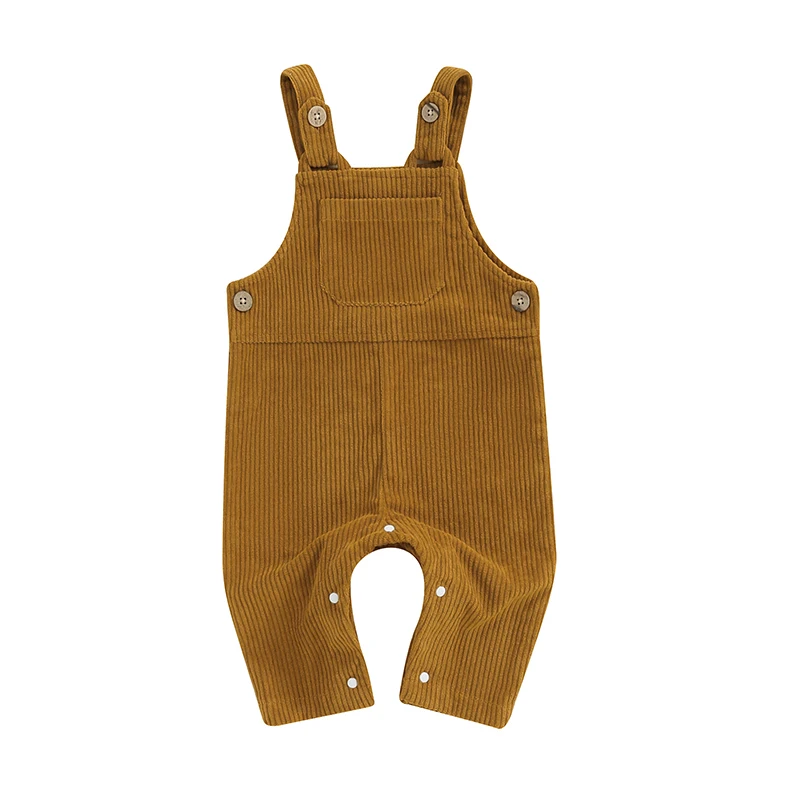 

Baby Boys Girls Summer Overalls Sleeveless Solid Color Square Neck Corduroy Jumpsuit