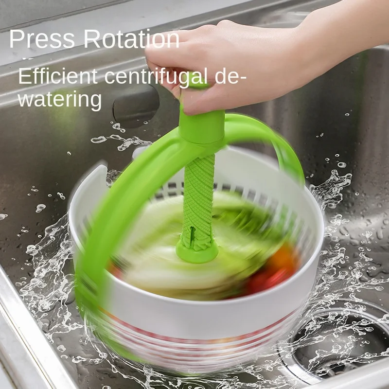 Hot selling rotating drain basket household hand pressure vegetable and fruit salad rotating washing and dehydrating artifact