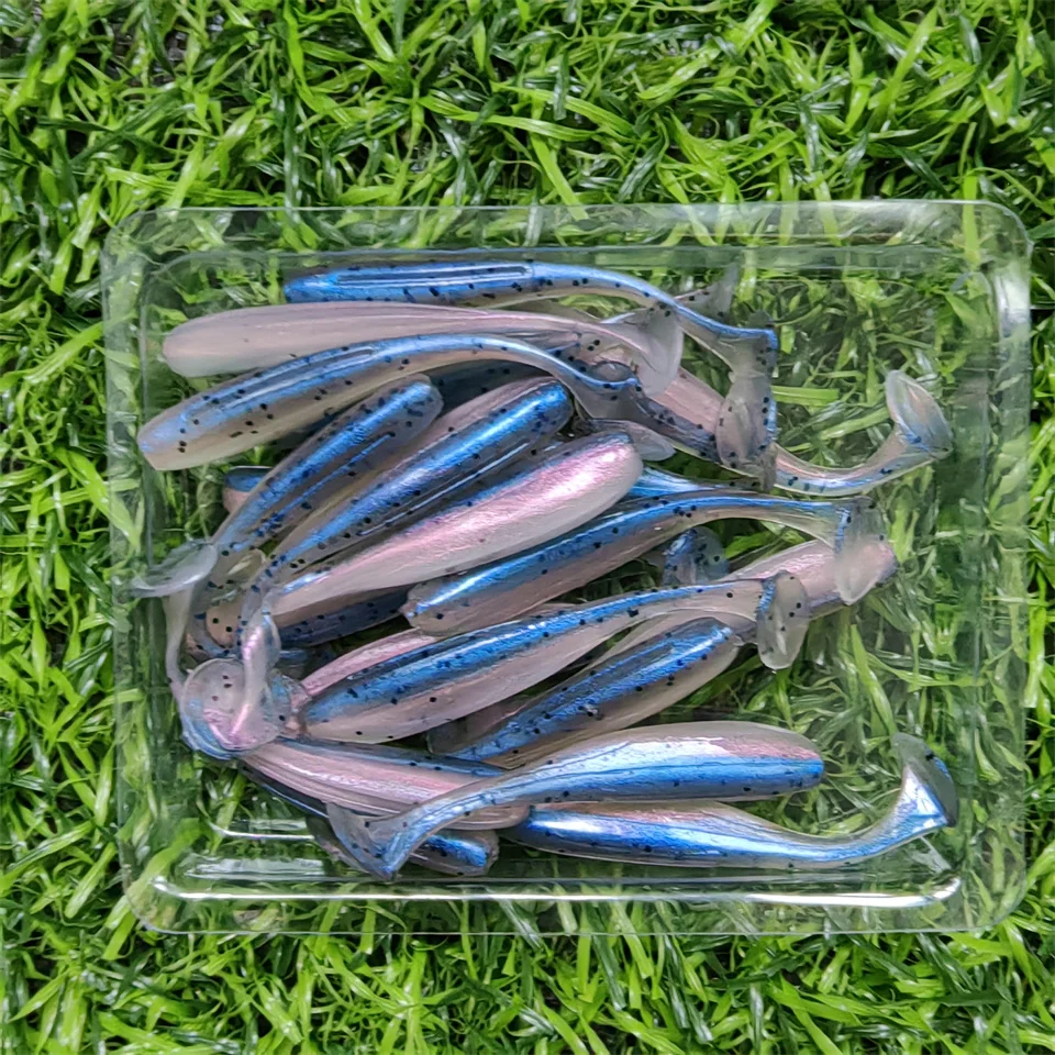 MUKUN 20PCS Micro Soft Fishing Lures 0.35g/35mm T-tail Worm Lure Small Artificial Bait Jig Wobblers Bass Pike Fishing Tackle