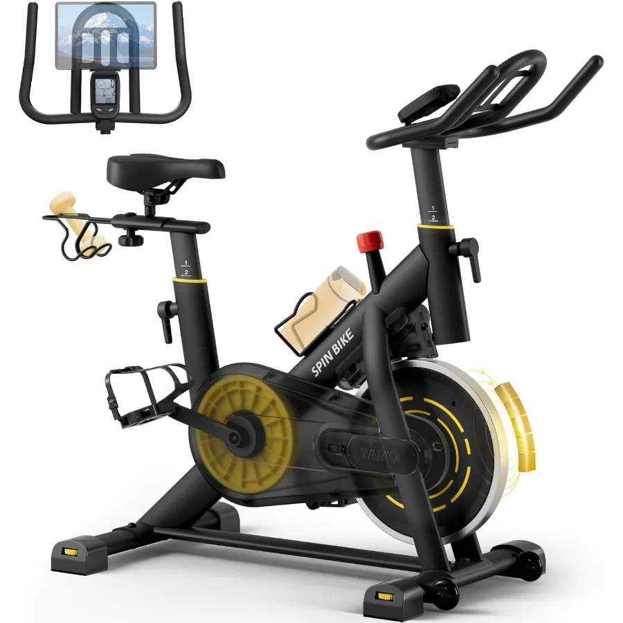 Bicicleta estática estacionaria mejorada para cardio en casa con compatibilidad con aplicaciones Soportes de resistencia magnética silenciosos ajustables