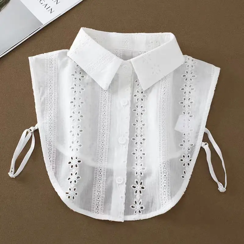 الأبيض الجوف الأزهار وهمية طوق المرأة انفصال الياقات التلبيب قميص أبيض كاذبة طوق نصف قميص الإناث اكسسوارات الرقبة ديكور