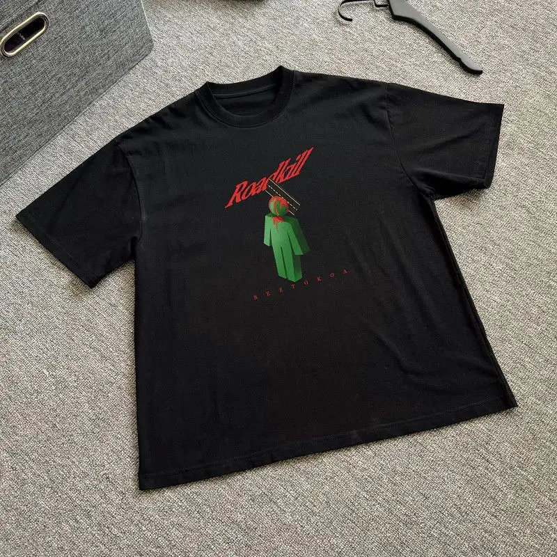 

New Short-sleeved Printed Pure Cotton T-shirts for Men and Women, American-style Tops with Round Collars and Loose Half-sleeves