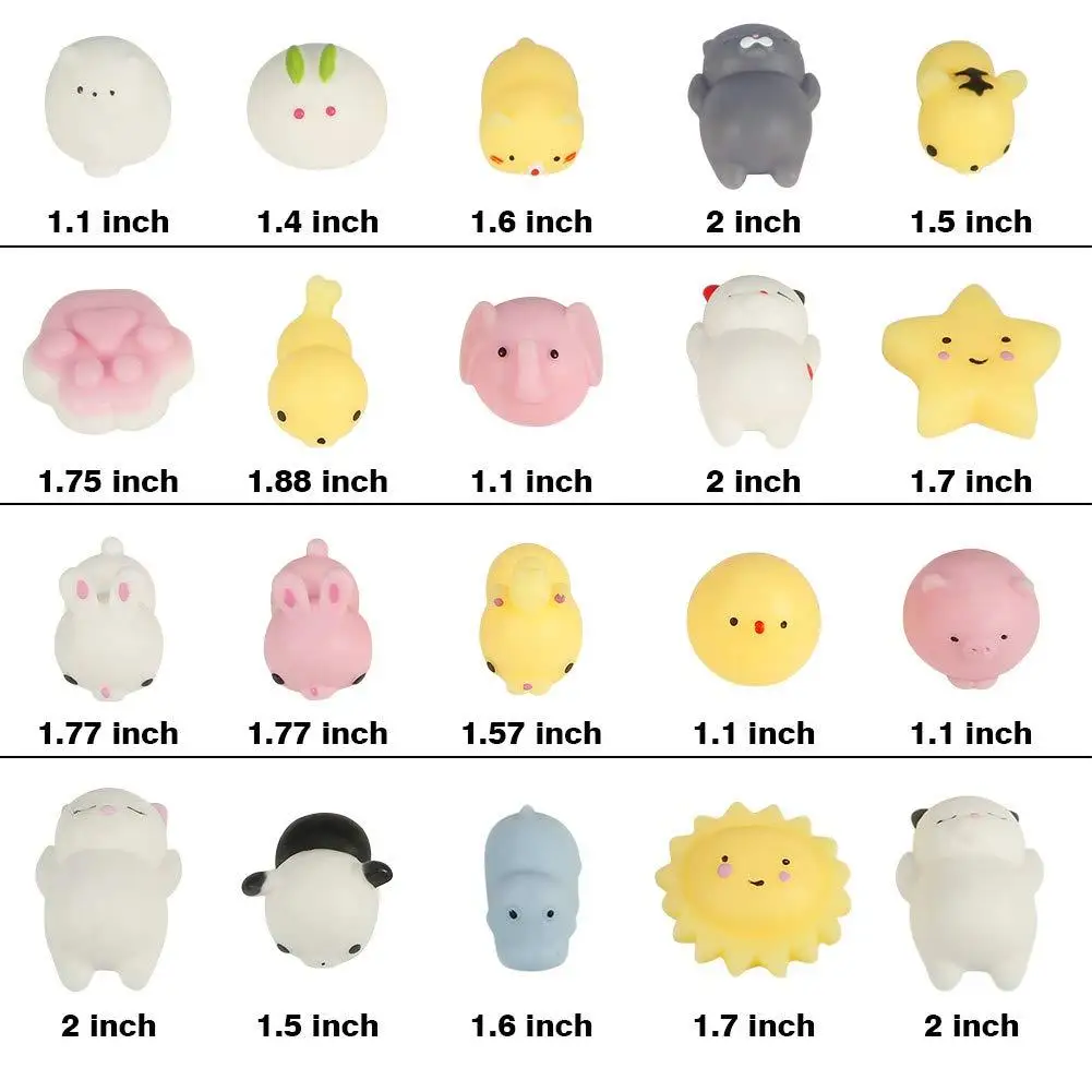 [Clearance Sale] 20Pcs/Set Mini Mochi Squishy Animals Panda Cat Stress Reliever Anxiety Toy for Children Adults